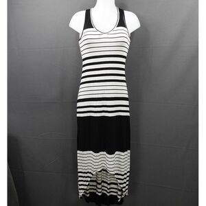 Womens Tank Dress XS Black White Knit Sundress Maxi Y2K Retro Statement Coastal